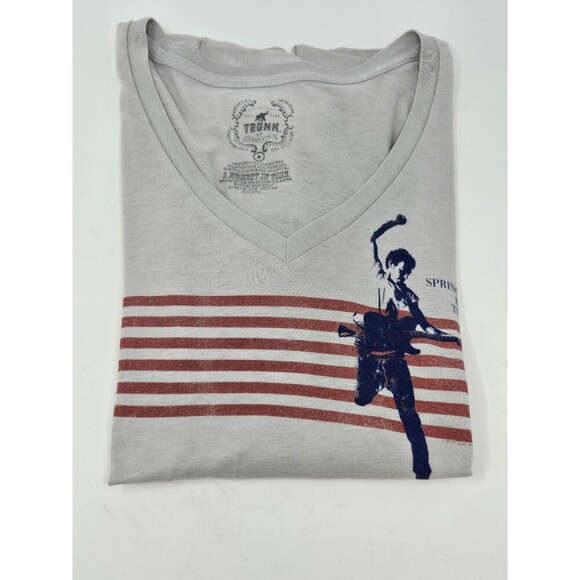 TRUNK LTD BRUCE SPRINGTEEN V-NECK GREY BAND TEE T-SHIRT TOP BORN IN USA WOMEN M - Picture 1 of 9